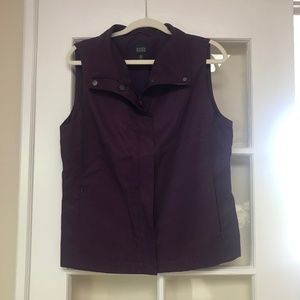 Eileen Fisher Purple Funnel Neck Cotton Nylon Vest, Size Medium, Purple